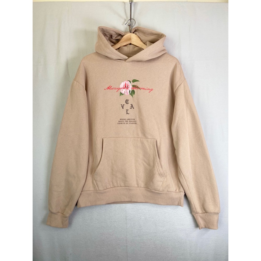 Civil Regime Always Blooming Oasis Hoodie Tan Hibiscus Graphic Mens Medium